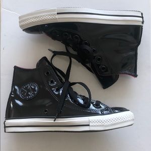 NWOT! Black patent leather Converse Chuck Taylor